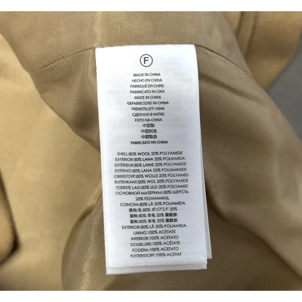 Michael Kors Brown Collarless Jacket Wool Blend Blazer with Zip‎ Pockets 12
